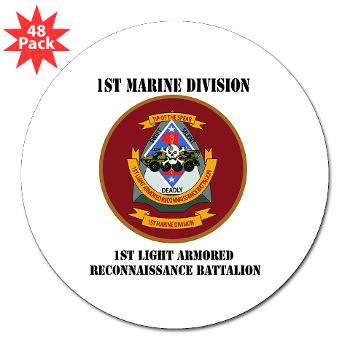 1LARB - M01 - 01 - 1st Light Armored Reconnaissance Bn with Text - 3" Lapel Sticker (48 pk) - Click Image to Close