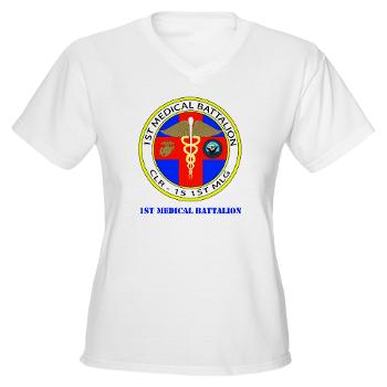 1MB - A01 - 04 - 1st Medical Battalion with Text Women's V-Neck T-Shirt