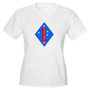 1MD - A01 - 04 - 1st Marine Division - Women's V-Neck T-Shirt