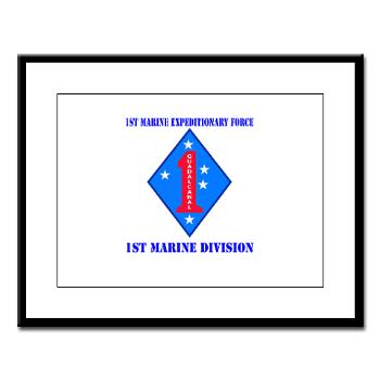 1MD - M01 - 02 - 1st Marine Division with Text - Large Framed Print