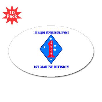 1MD - M01 - 01 - 1st Marine Division with Text - Sticker (Oval 10 pk) - Click Image to Close