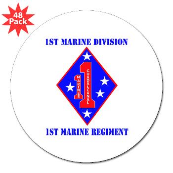 1MR - M01 - 01 - 1st Marine Regiment with Text - 3" Lapel Sticker (48 pk) - Click Image to Close