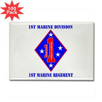 1MR - M01 - 01 - 1st Marine Regiment with Text - Rectangle Magnet (100 pack) - Click Image to Close