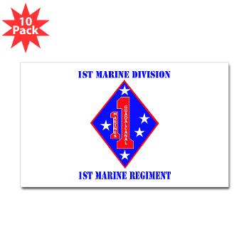 1MR - M01 - 01 - 1st Marine Regiment with Text - Sticker (Rectangle 10 pk) - Click Image to Close