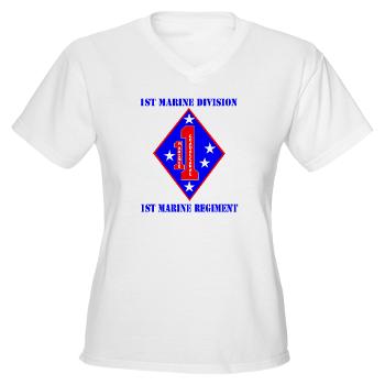 1MR - A01 - 04 - 1st Marine Regiment with Text - Women's V-Neck T-Shirt - Click Image to Close