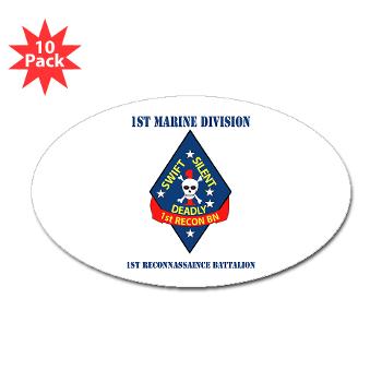 1RB - M01 - 01 - 1st Reconnaissance Battalion with Text Sticker (Oval 10 pk) - Click Image to Close