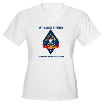 1RB - A01 - 04 - 1st Reconnaissance Battalion with Text Women's V-Neck T-Shirt