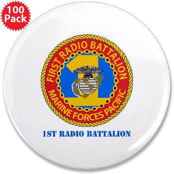 1RBn - M01 - 01 - 1st Radio Battalion with Text 3.5" Button (100 pack) - Click Image to Close