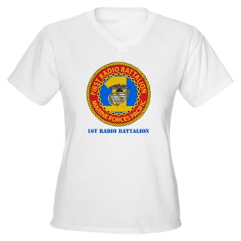 1RBn - A01 - 04 - 1st Radio Battalion with Text Women's V-Neck T-Shirt