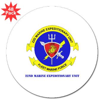 22MEU - M01 - 01 - 22nd Marine Expeditionary Unit with Text - 3" Lapel Sticker (48 pk)