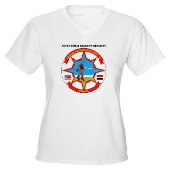 25CLR - A01 - 04 - 25th Combat Logistics Regiment with Text - Women's V -Neck T-Shirt