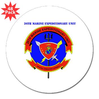 26MEU - M01 - 01 - 26th Marine Expeditionary Unit with Text - 3" Lapel Sticker (48 pk)