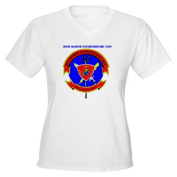 26MEU - A01 - 04 - 26th Marine Expeditionary Unit with Text - Women's V -Neck T-Shirt