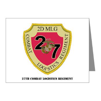 27CLR - M01 - 02 - 27th Combat Logistics Regiment with Text - Note Cards (Pk of 20)