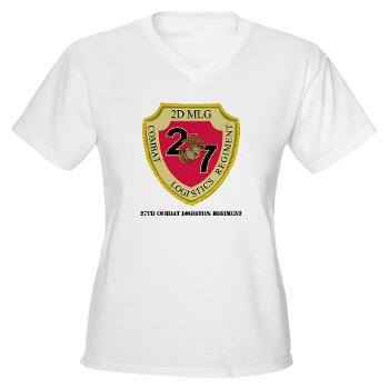 27CLR - A01 - 04 - 27th Combat Logistics Regiment with Text - Women's V-Neck T-Shirt - Click Image to Close