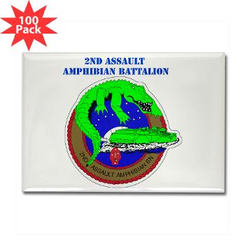 2AAB - M01 - 01 - 2nd Assault Amphibian Battalion with Text Rectangle Magnet (100 pack)