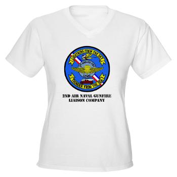 2ANGLC - A01 - 01 - USMC - 2nd Air Naval Gunfire Liaison Company with Text - Women's V-Neck T-Shirt