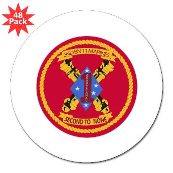 2B11M - M01 - 01 - 2nd Battalion 11th Marines - 3" Lapel Sticker (48 pk) - Click Image to Close