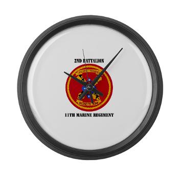 2B11M - M01 - 03 - 2nd Battalion 11th with Text - Large Wall Clock