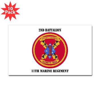 2B11M - M01 - 01 - 2nd Battalion 11th with Text - Sticker (Rectangle 10 pk) - Click Image to Close