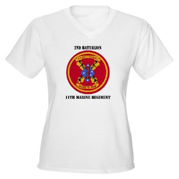 2B11M - A01 - 04 - 2nd Battalion 11th with Text - Women's V -Neck T-Shirt
