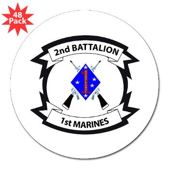 2B1M - M01 - 01 - 2nd Battalion - 1st Marines - 3" Lapel Sticker (48 pk)