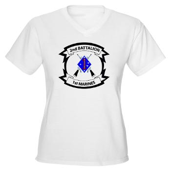 2B1M - A01 - 04 - 2nd Battalion - 1st Marines - Women's V-Neck T-Shirt