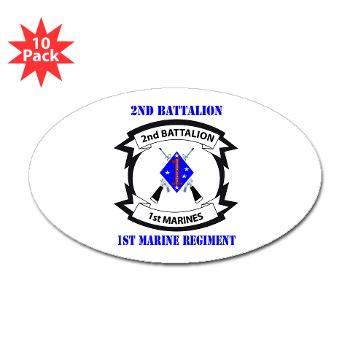 2B1M - M01 - 01 - 2nd Battalion - 1st Marines with Text - Sticker (Oval 10 pk) - Click Image to Close