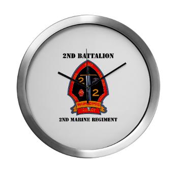 2B2M - M01 - 03 - 2nd Battalion - 2nd Marines with Text Modern Wall Clock