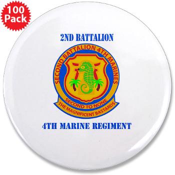 2B4M - M01 - 01 - 2nd Battalion 4th Marines with Text - 3.5" Button (100 pack)