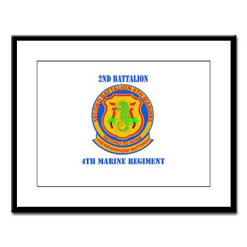 2B4M - M01 - 02 - 2nd Battalion 4th Marines with Text - Large Framed Print