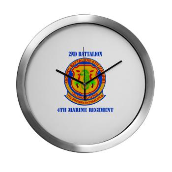 2B4M - M01 - 03 - 2nd Battalion 4th Marines with Text - Modern Wall Clock - Click Image to Close