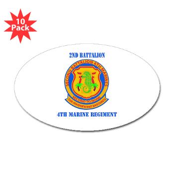 2B4M - M01 - 01 - 2nd Battalion 4th Marines with Text - Sticker (Oval 10 pk)