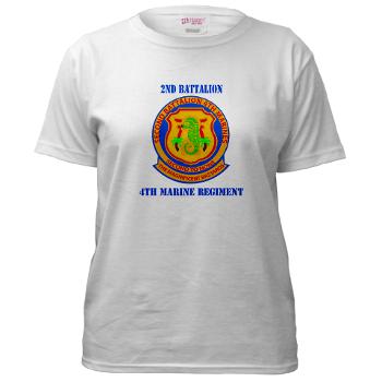 2B4M - A01 - 04 - 2nd Battalion 4th Marines with Text - Women's T-Shirt - Click Image to Close