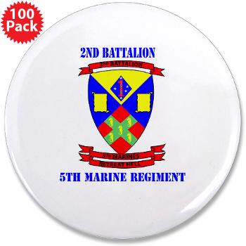 2B5M - M01 - 01 - 2nd Battalion 5th Marines with Text - 3.5" Button (100 pack) - Click Image to Close