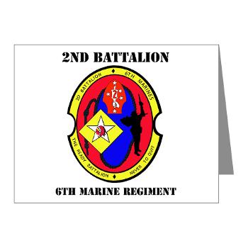 2B6M - M01 - 02 - 2nd Battalion - 6th Marines with Text Note Cards (Pk of 20) - Click Image to Close