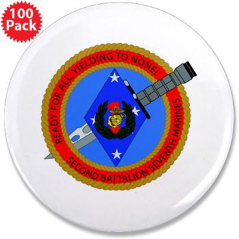 2B7M - M01 - 01 - 2nd Battalion 7th Marines 3.5" Button (100 pack)