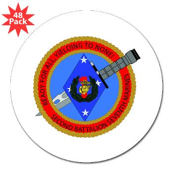 2B7M - M01 - 01 - 2nd Battalion 7th Marines 3" Lapel Sticker (48 pk) - Click Image to Close