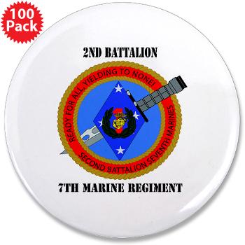 2B7M - M01 - 01 - 2nd Battalion 7th Marines with Text 3.5" Button (100 pack) - Click Image to Close
