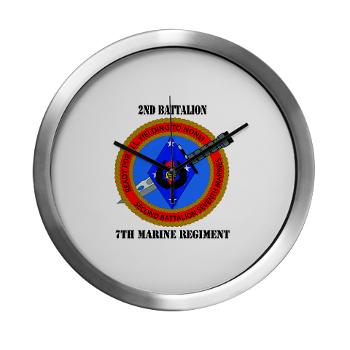 2B7M - M01 - 03 - 2nd Battalion 7th Marines with Text Modern Wall Clock - Click Image to Close