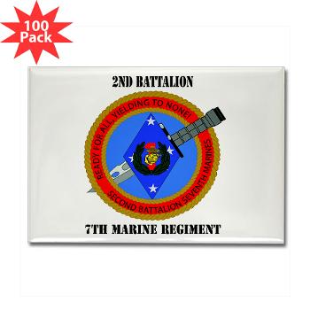 2B7M - M01 - 01 - 2nd Battalion 7th Marines with Text Rectangle Magnet (100 pack) - Click Image to Close
