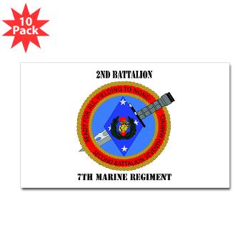 2B7M - M01 - 01 - 2nd Battalion 7th Marines with Text Sticker (Rectangle 10 pk) - Click Image to Close