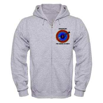 2B7M - A01 - 03 - 2nd Battalion 7th Marines with Text Zip Hoodie