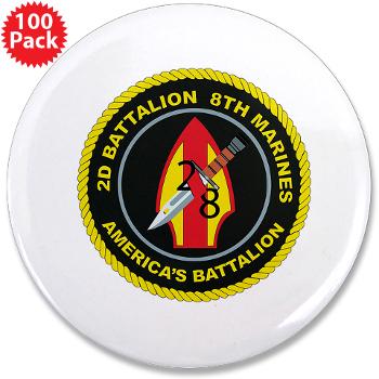 2B8M - M01 - 01 - 2nd Battalion - 8th Marines 3.5" Button (100 pack) - Click Image to Close