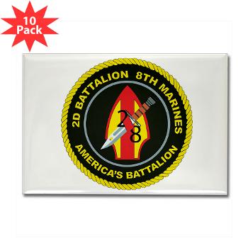 2B8M - M01 - 01 - 2nd Battalion - 8th Marines Rectangle Magnet (10 pack) - Click Image to Close