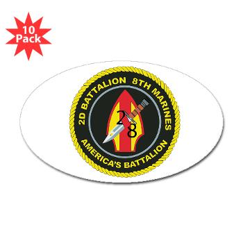 2B8M - M01 - 01 - 2nd Battalion - 8th Marines Sticker (Oval 10 pk) - Click Image to Close