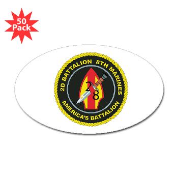 2B8M - M01 - 01 - 2nd Battalion - 8th Marines Sticker (Oval 50 pk)