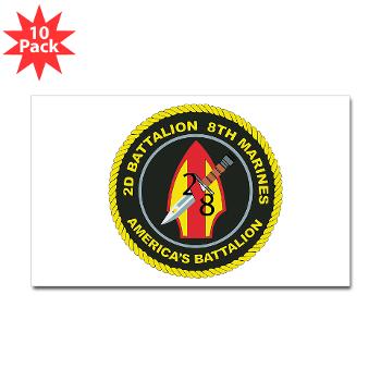 2B8M - M01 - 01 - 2nd Battalion - 8th Marines Sticker (Rectangle 10 pk) - Click Image to Close