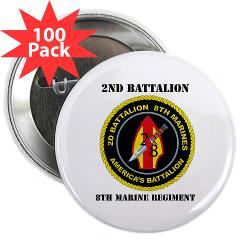 2B8M - M01 - 01 - 2nd Battalion - 8th Marines with Text 2.25" Button (100 pack) - Click Image to Close