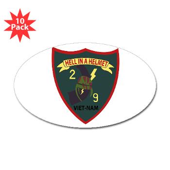 2B9M - M01 - 01 - 2nd Battalion - 9th Marines - Sticker (Oval 10 pk)